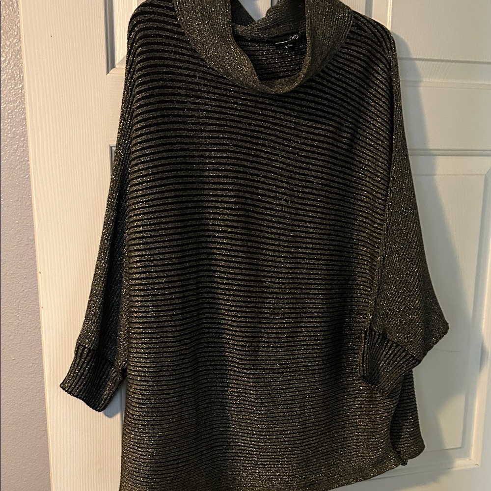 Women's Black and Gold Striped Sweater